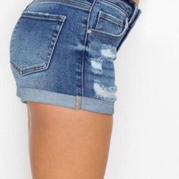 Distressed Plus Jean Shorts - Picture 2 of 5